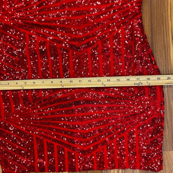 Sexy Red Sequin Mini Dress Lace -Up S Corset Party Bodycon NYE Holidays Cocktail - Picture 8 of 8